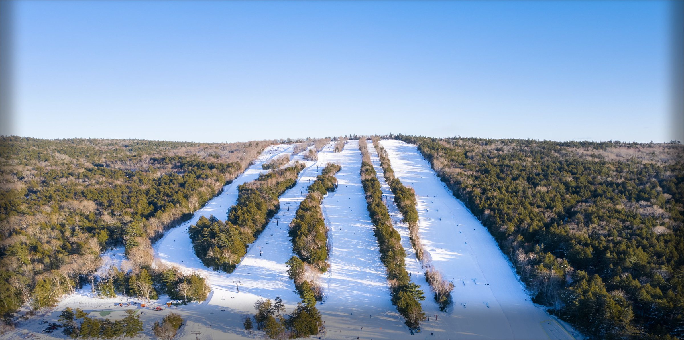 Snow-covered runs at Martock at dawn