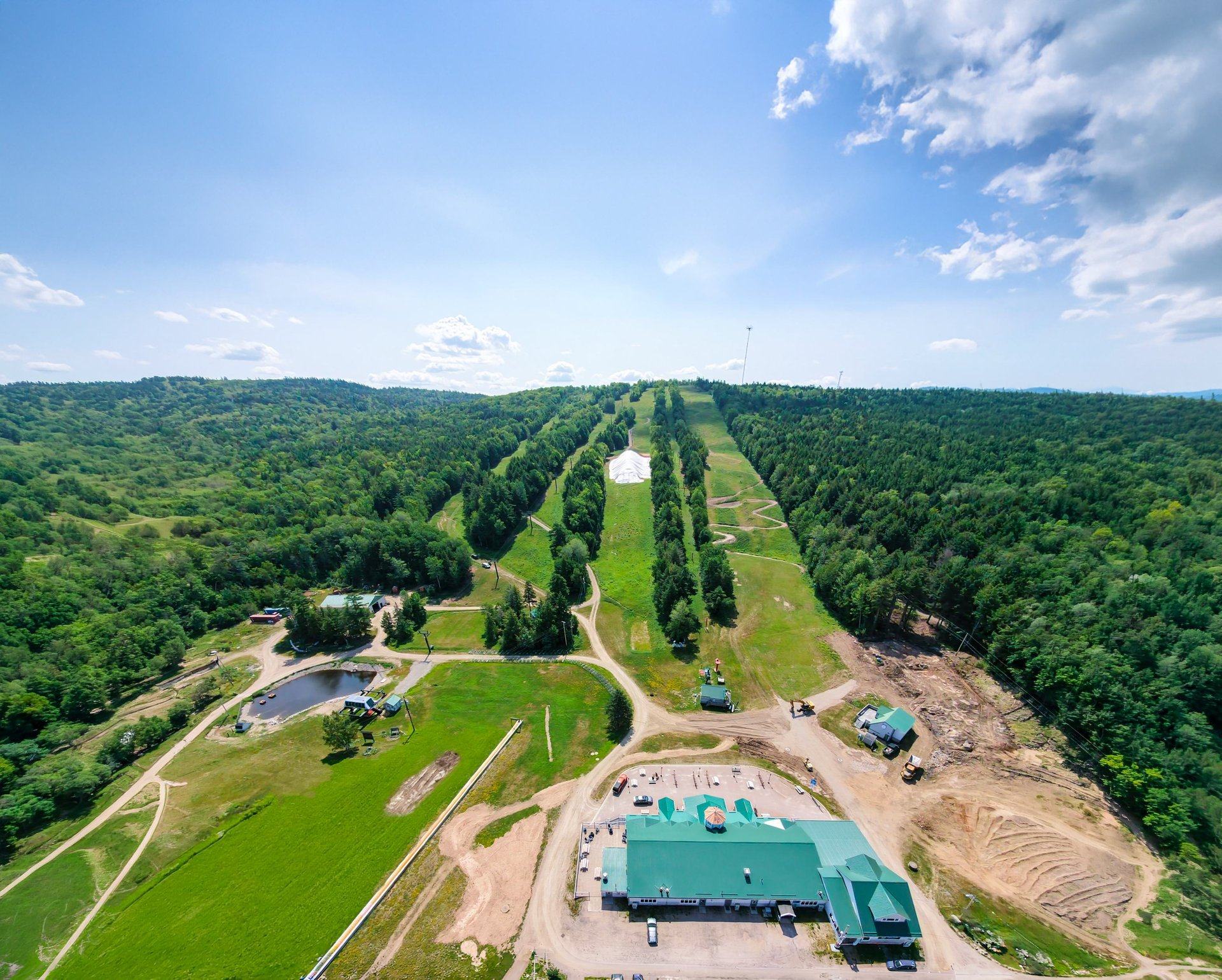 Aerial view of Ski Martock in summer