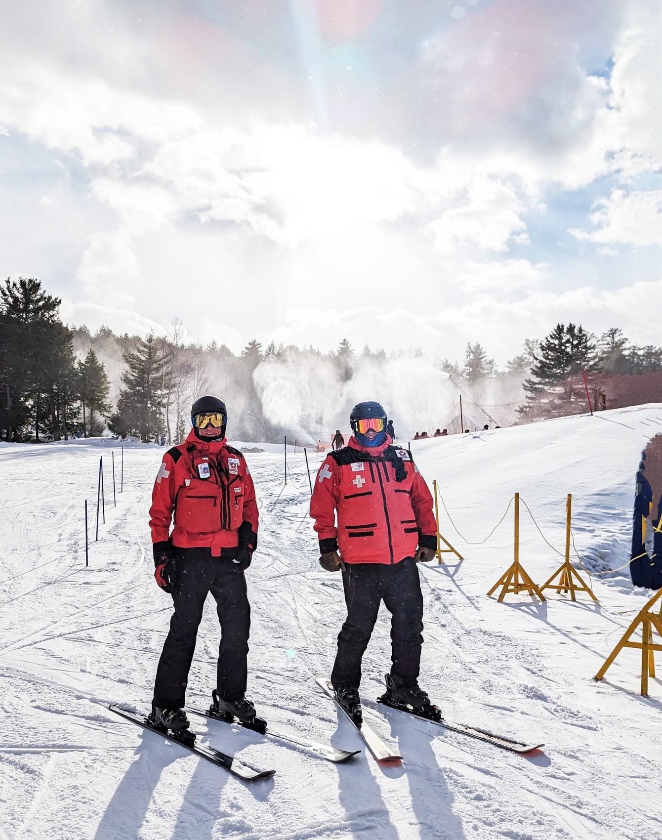 Two Ski Patrol members on the hill at Ski Martock