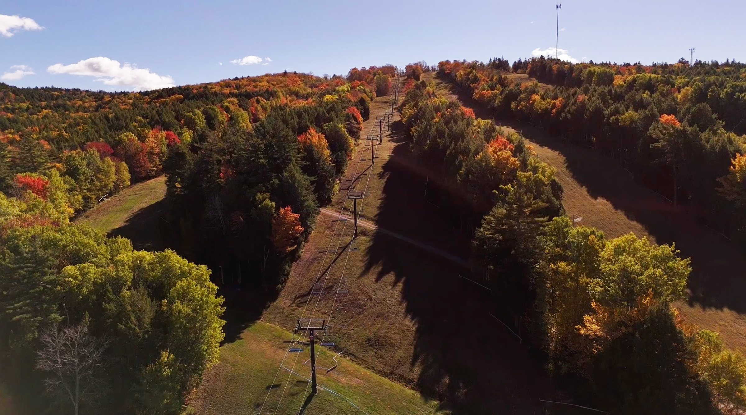 Autumn view down the Martock ski runs
